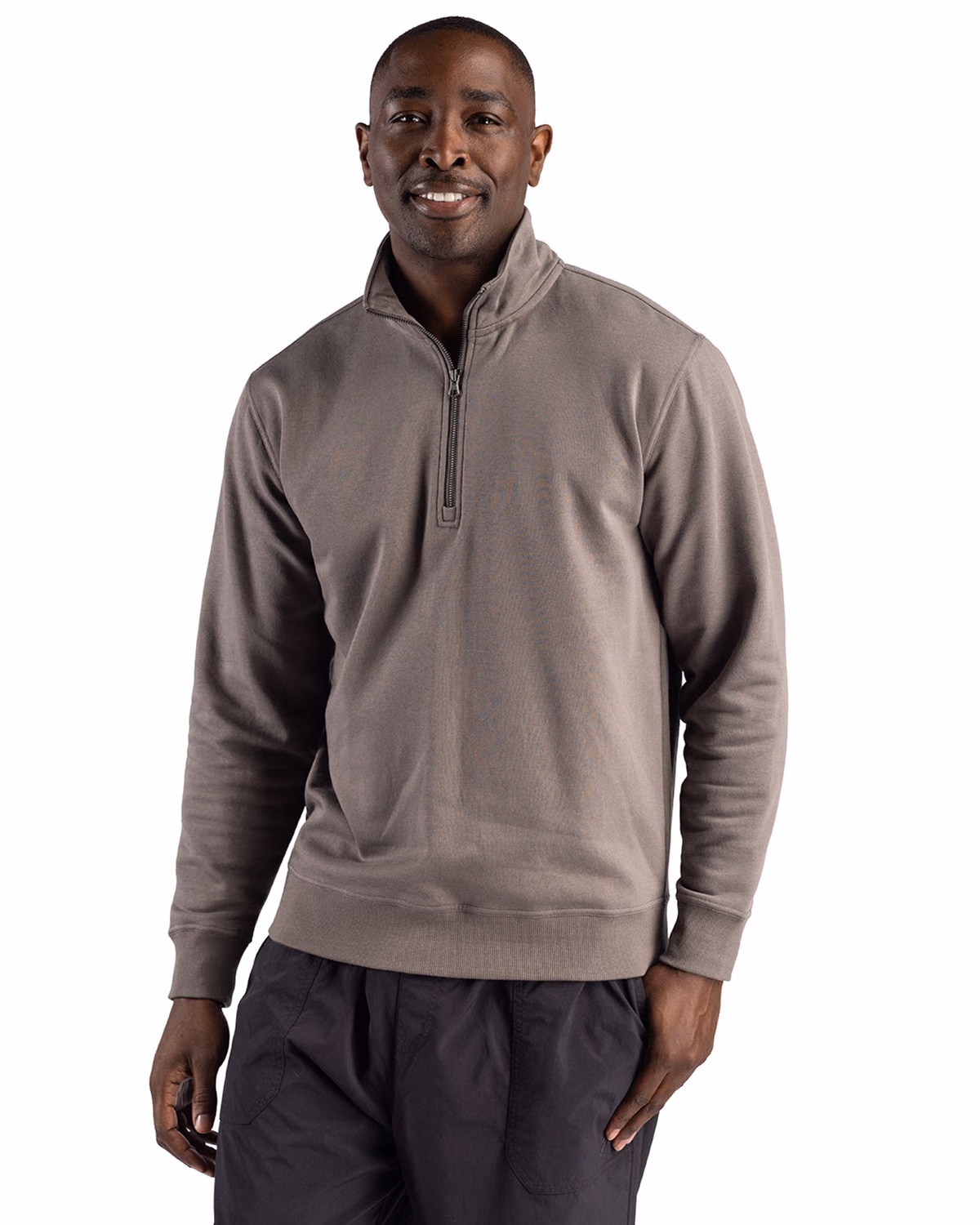 Custom Clique Drive Recycled Unisex Quarter Zip Sweatshirt — Pure Slate front