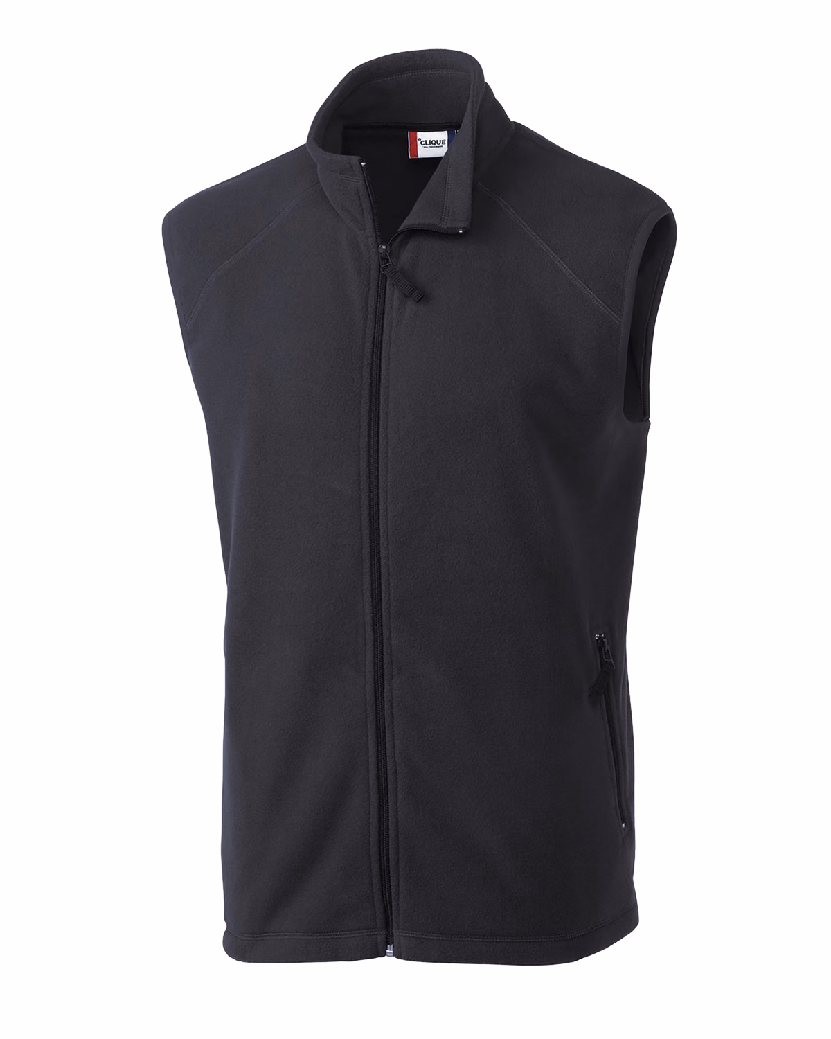 Custom Clique Summit Performance Fleece Mens Full Zip Vest — Charcoal flat front