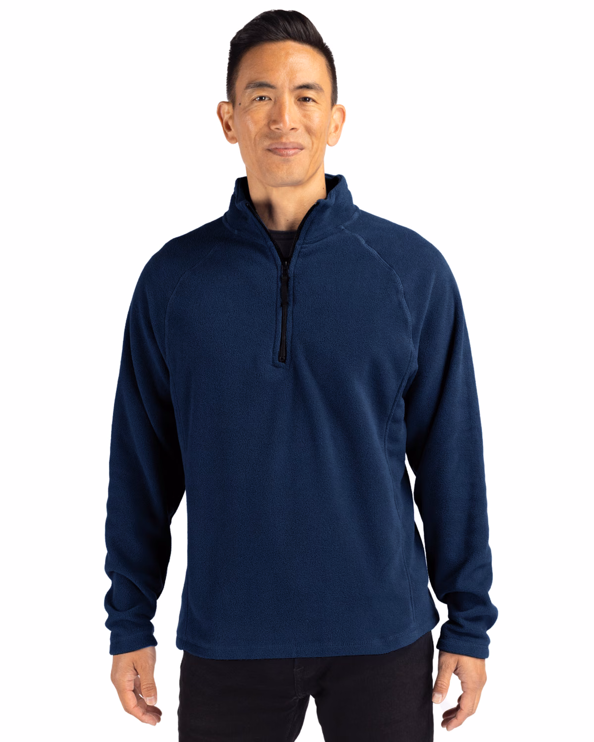 Custom Clique Summit Performance Fleece Mens Half Zip Jacket — Navy front