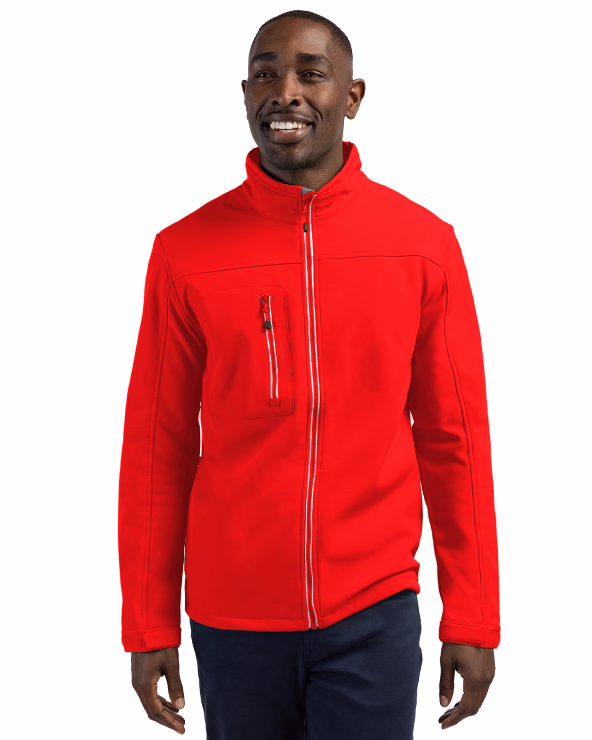 Custom Clique Telemark Recycled Stretch Softshell Mens Full Zip Jacket — Red front