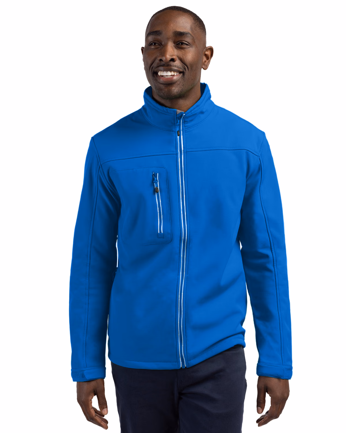 Custom Clique Telemark Recycled Stretch Softshell Mens Full Zip Jacket — Royal Blue front