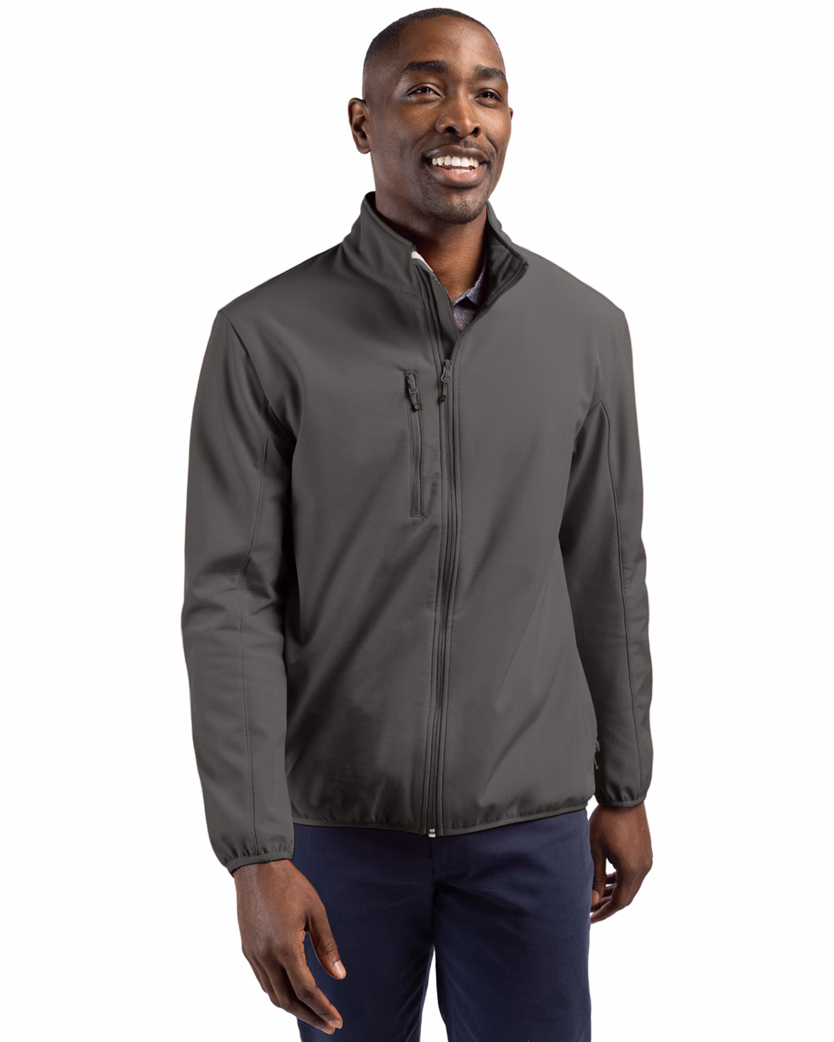 Custom Clique Trail Recycled Stretch Softshell Mens Full Zip Jacket — Pure Slate front