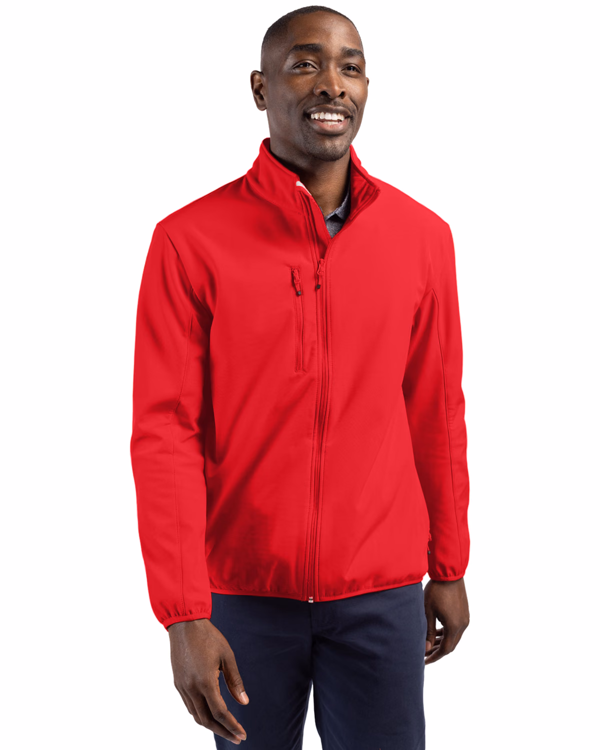 Custom Clique Trail Recycled Stretch Softshell Mens Full Zip Jacket — Red front