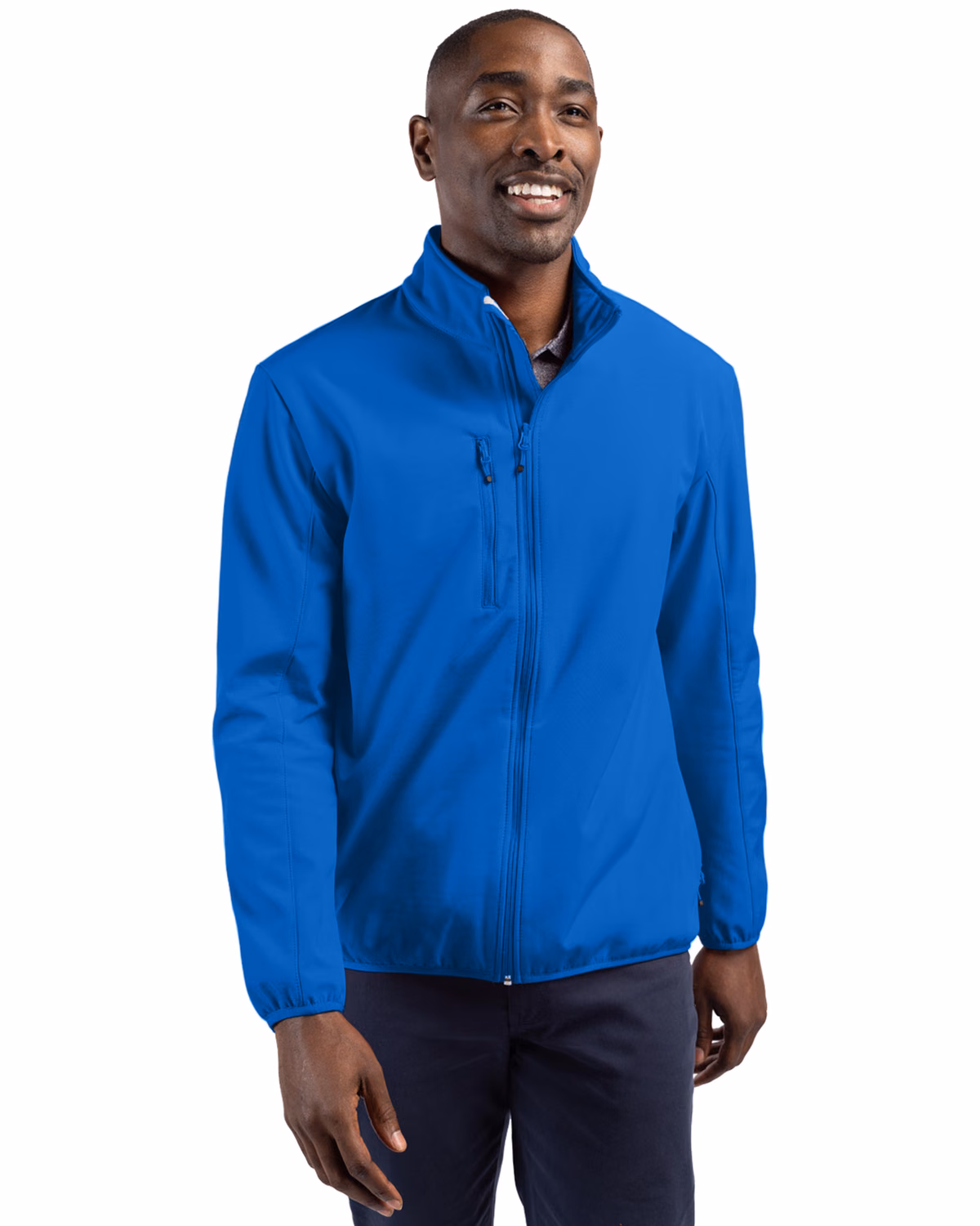 Custom Clique Trail Recycled Stretch Softshell Mens Full Zip Jacket — Royal Blue front