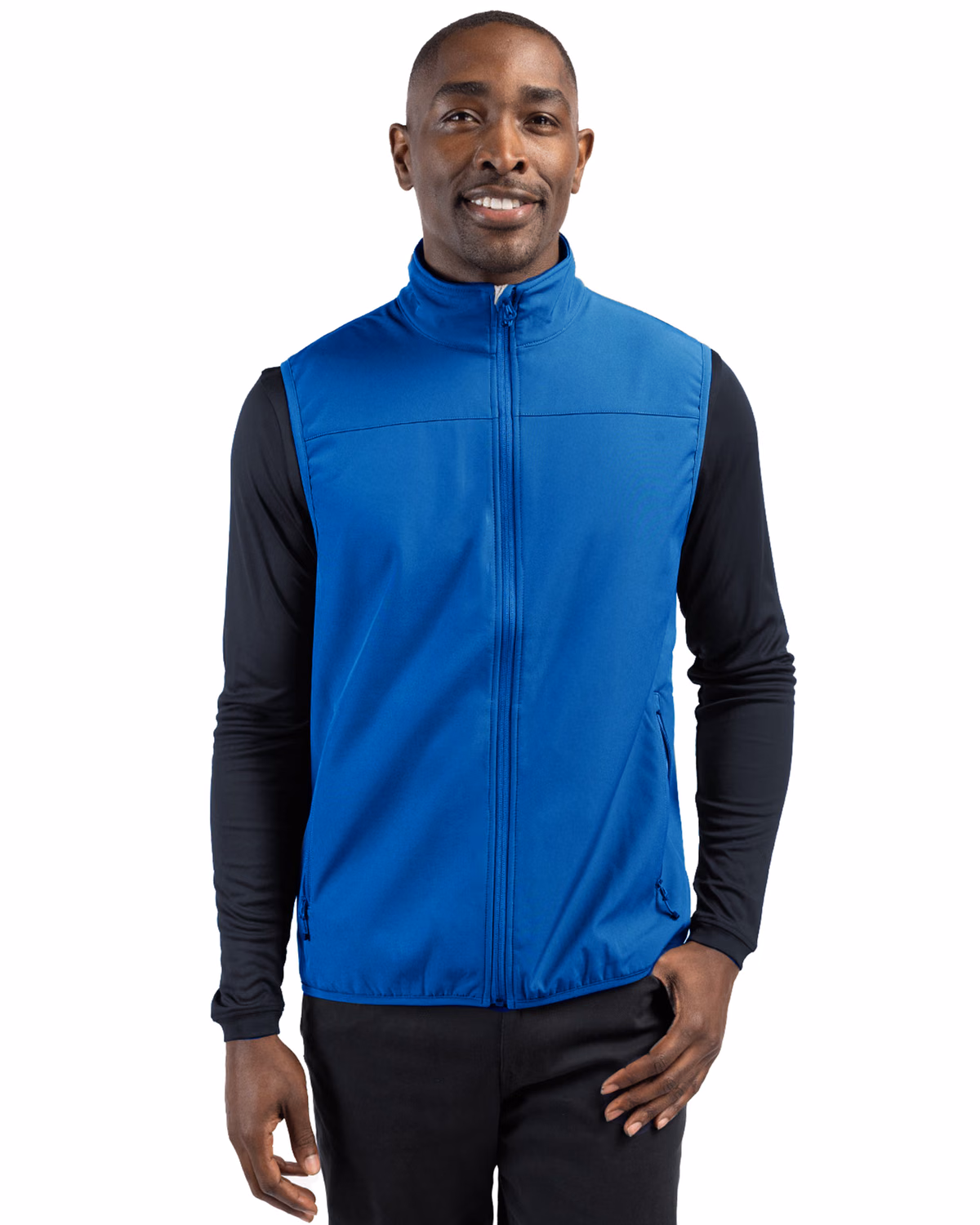 Custom Clique Trail Recycled Stretch Softshell Mens Full Zip Vest — Royal Blue front