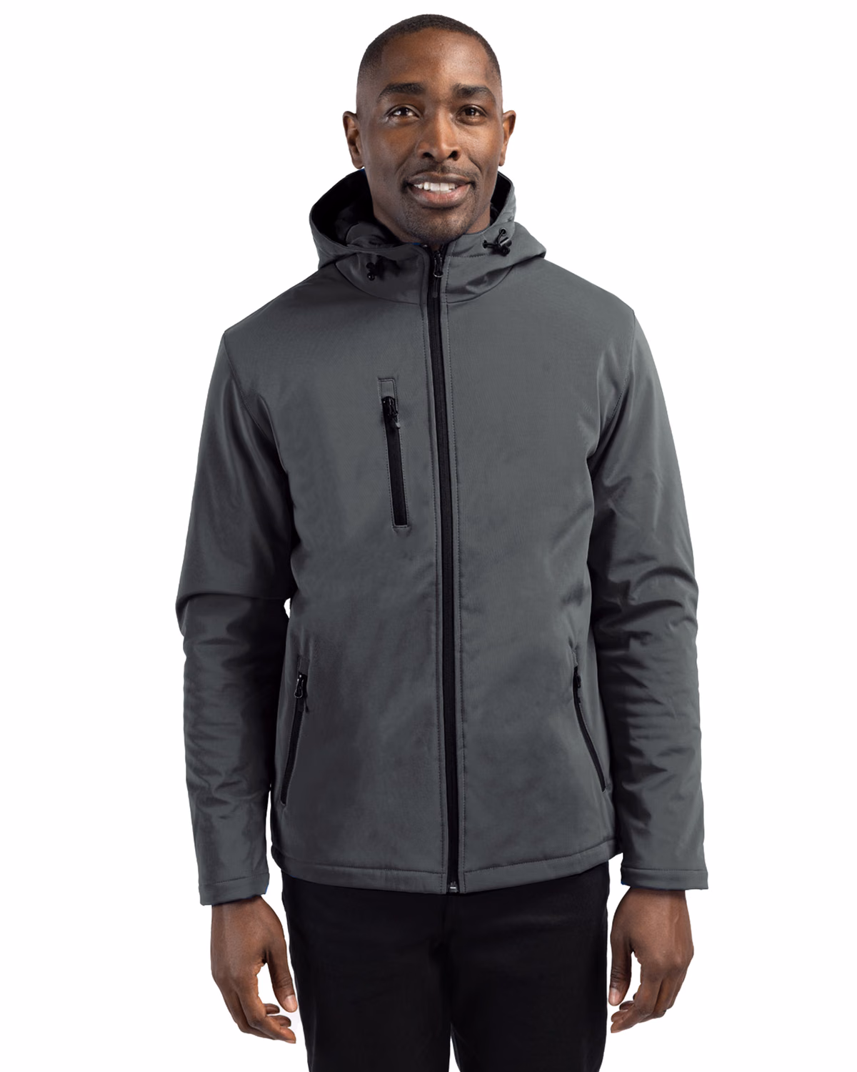 Custom Clique Equinox Insulated Softshell Mens Full Zip Hooded Jacket — Pure Slate front