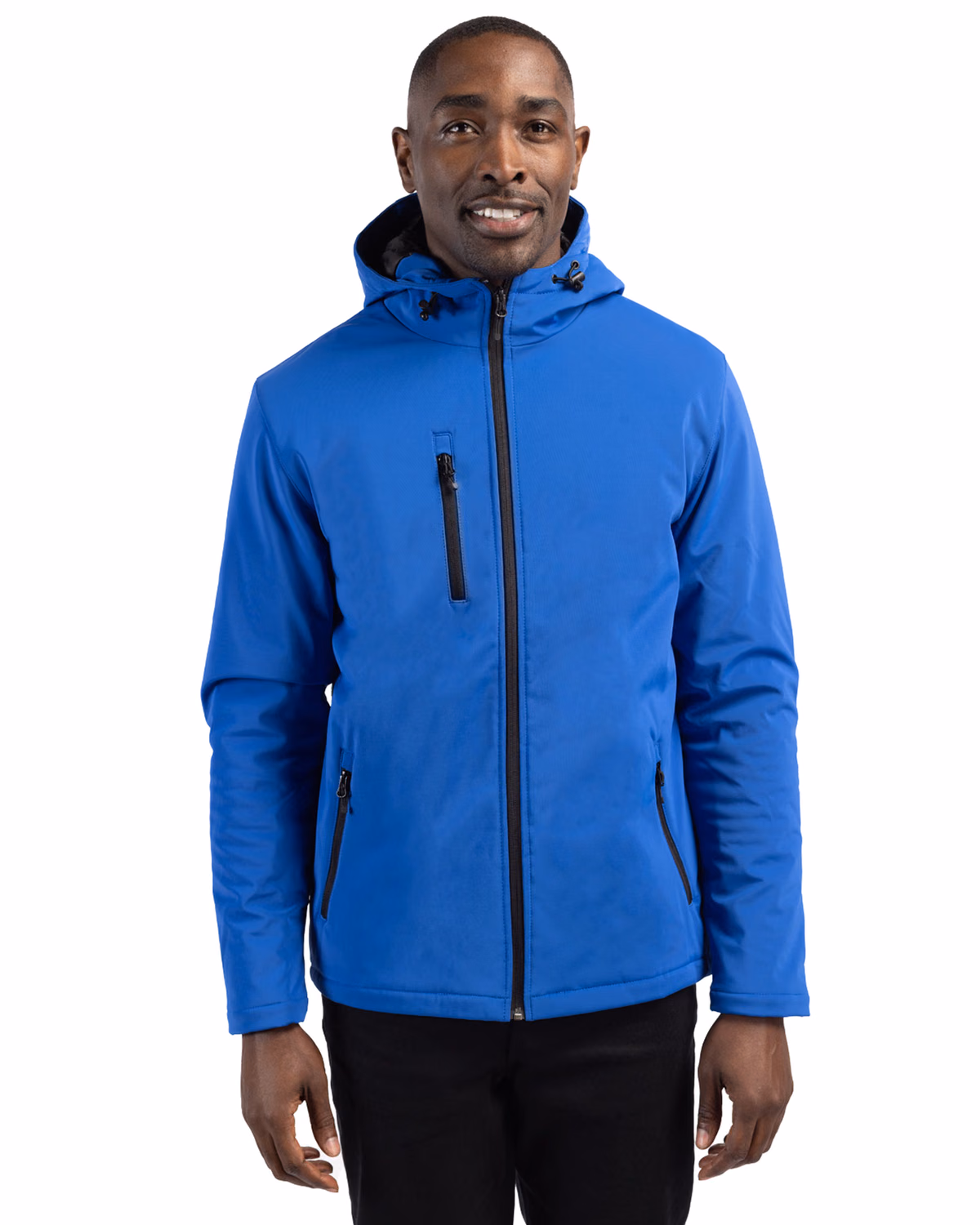 Custom Clique Equinox Insulated Softshell Mens Full Zip Hooded Jacket — Royal Blue front