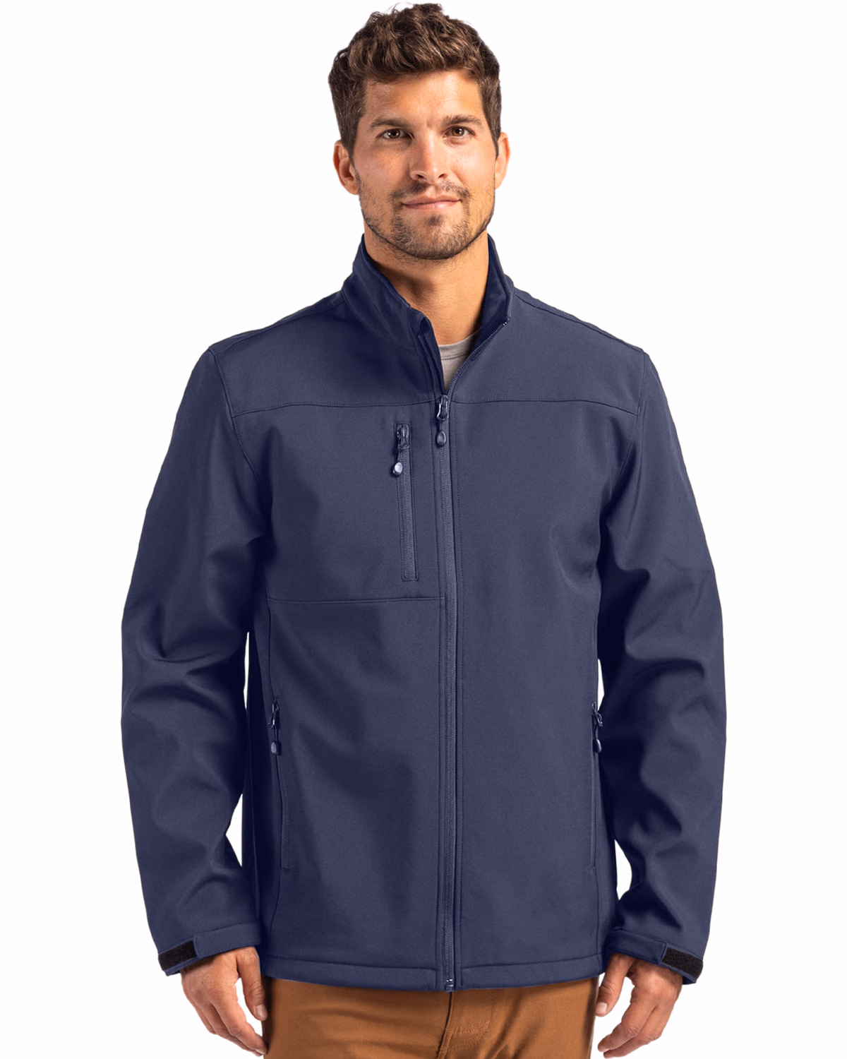 Custom Clique Tempest Recycled Waterproof Stretch Softshell Mens Full Zip Jacket — Dark Navy front