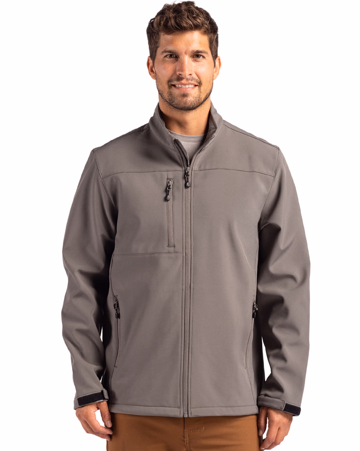 Custom Clique Tempest Recycled Waterproof Stretch Softshell Mens Full Zip Jacket — Pure Slate front