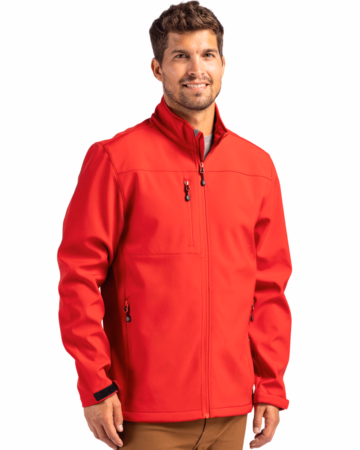 Custom Clique Tempest Recycled Waterproof Stretch Softshell Mens Full Zip Jacket — Red front
