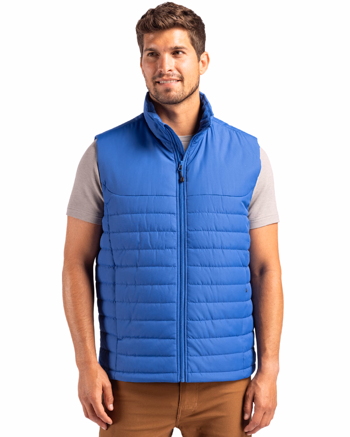 Custom Clique Elevation Recycled Insulated Puffer Mens Full Zip Vest — Royal Blue front
