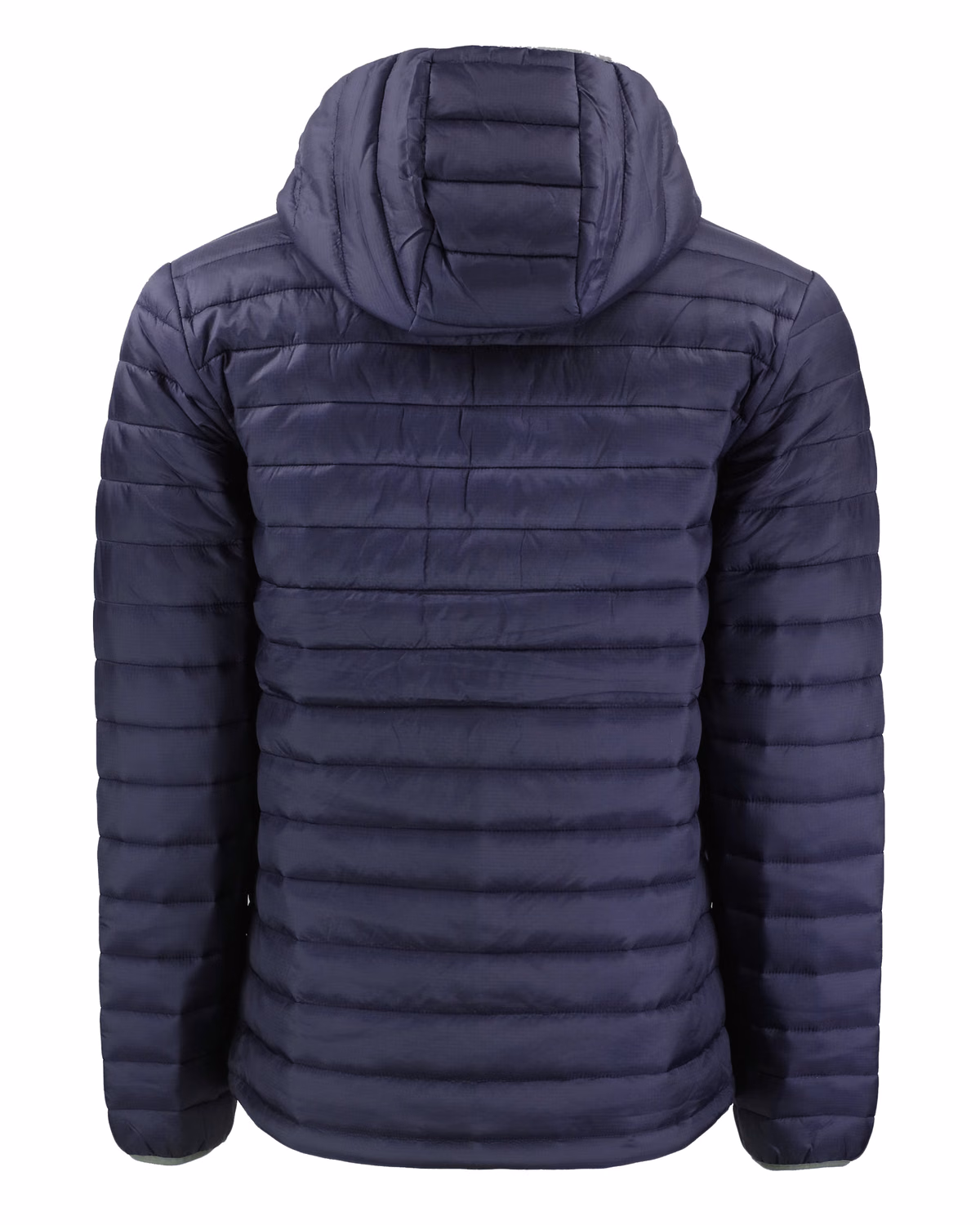 Custom Clique Valhalla Recycled Insulated Puffer Mens Full Zip Hooded Jacket — Dark Navy flat front