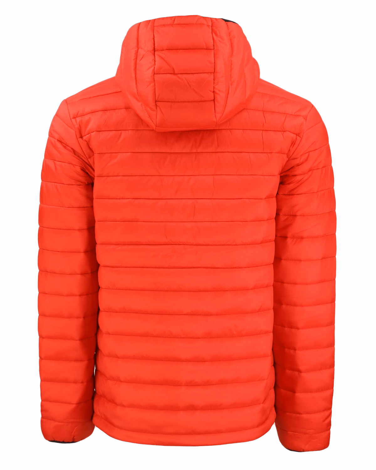 Custom Clique Valhalla Recycled Insulated Puffer Mens Full Zip Hooded Jacket — Red flat front