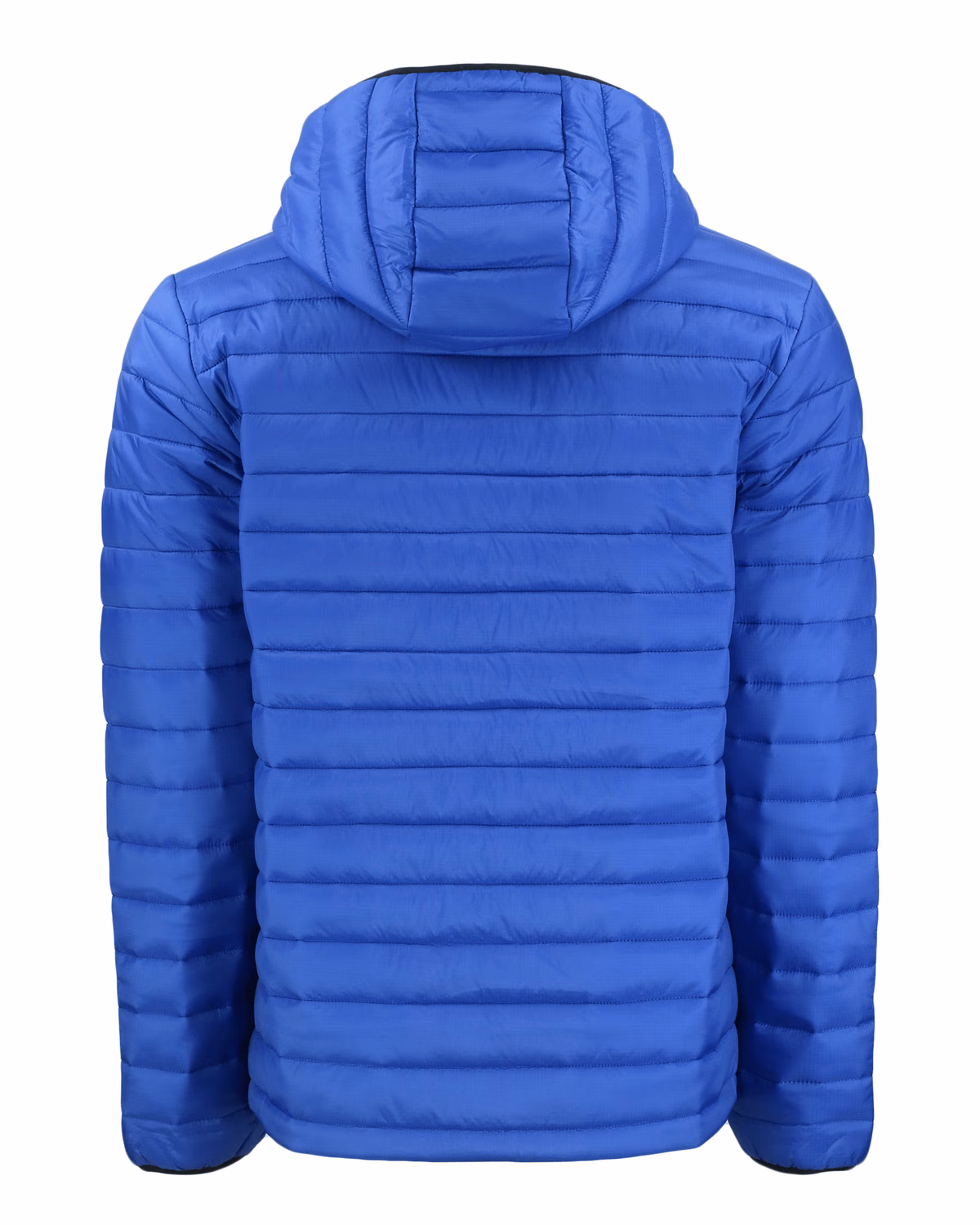 Custom Clique Valhalla Recycled Insulated Puffer Mens Full Zip Hooded Jacket — Royal Blue flat front