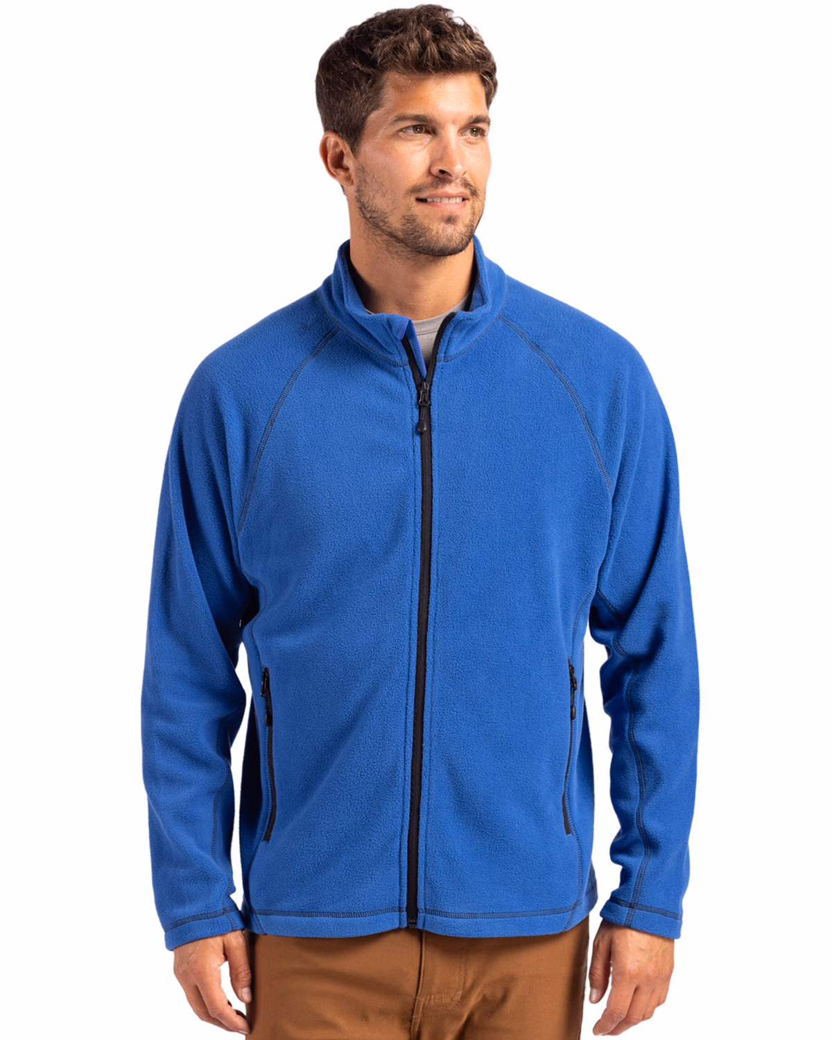 Custom Clique Powder Recycled Fleece Mens Full Zip Jacket — Royal Blue front