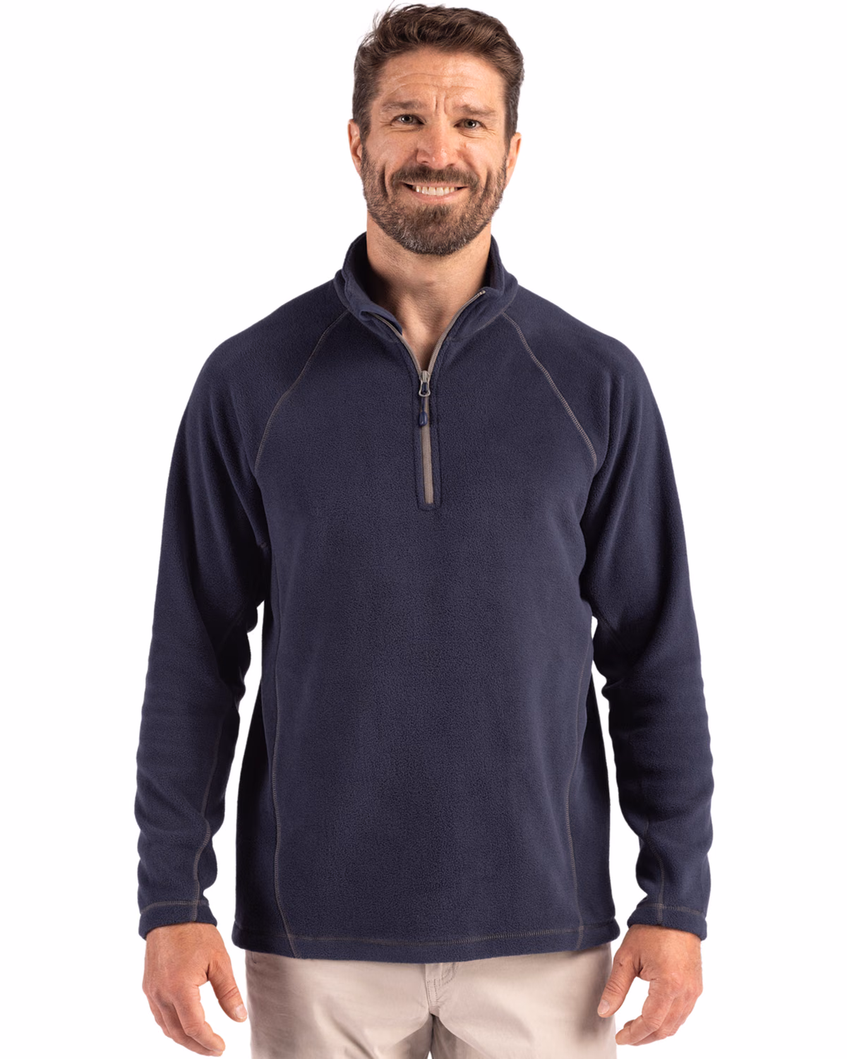 Custom Clique Powder Recycled Fleece Mens Quarter Zip Jacket — Dark Navy front