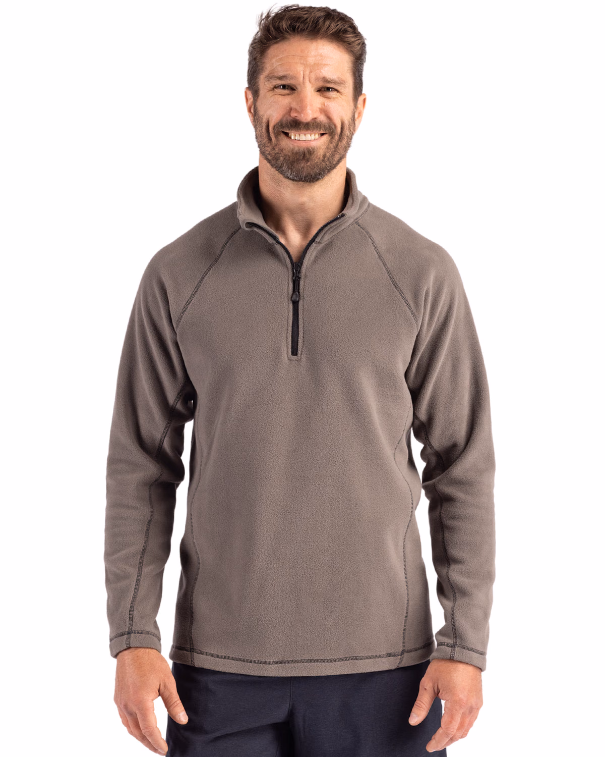 Custom Clique Powder Recycled Fleece Mens Quarter Zip Jacket — Pure Slate front