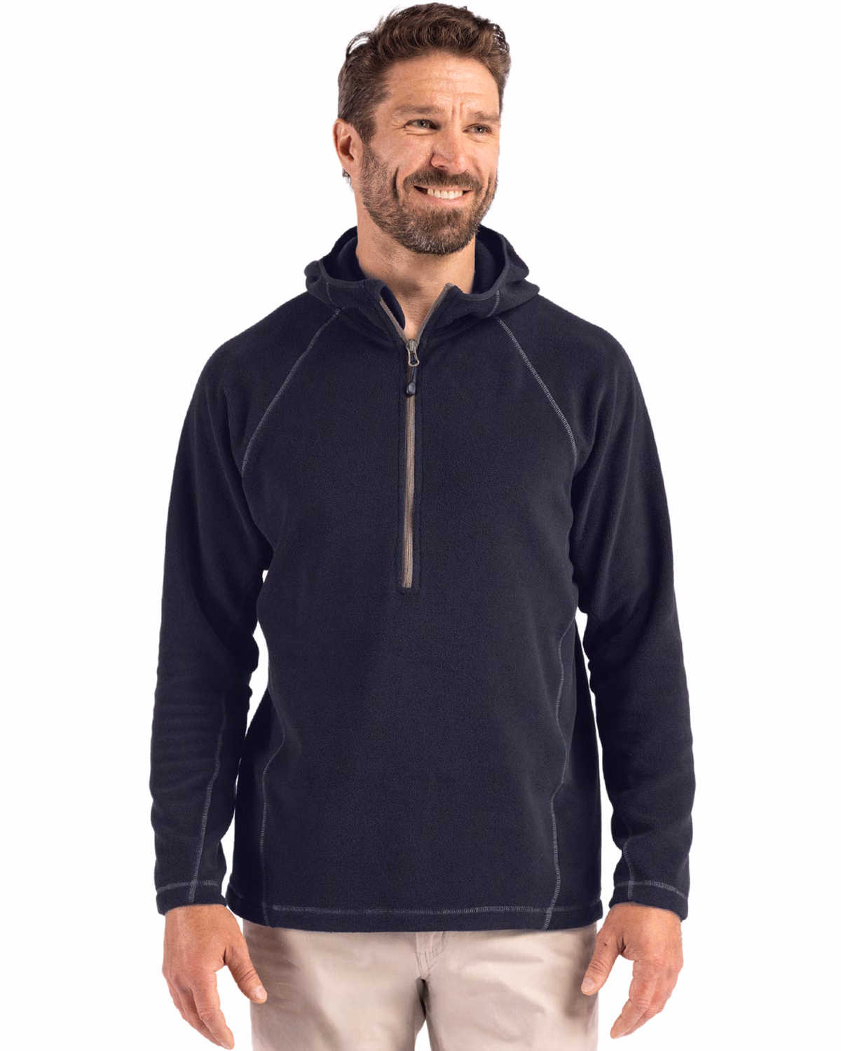 Custom Clique Powder Recycled Fleece Mens Half Zip Sweatshirt — Dark Navy front