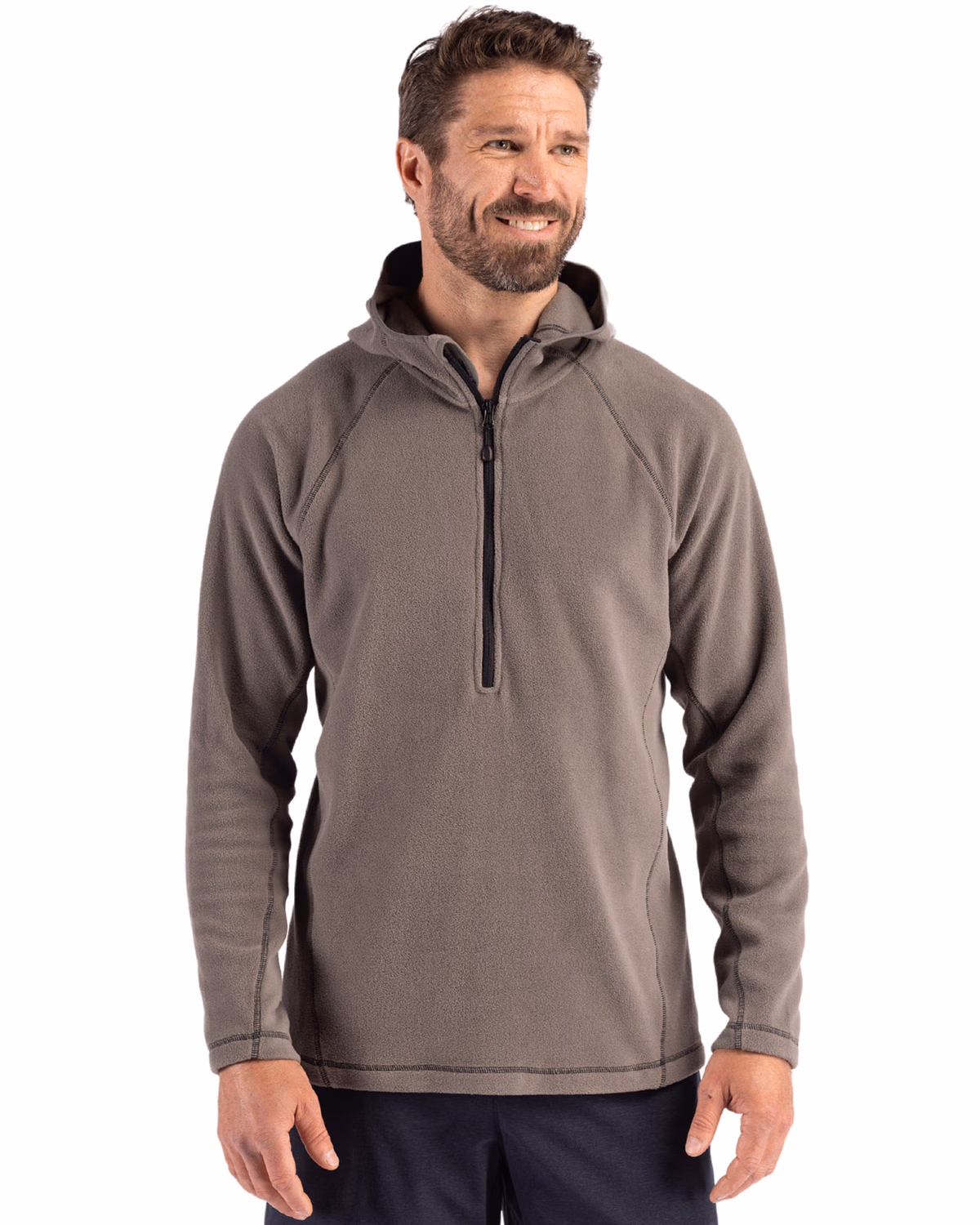 Custom Clique Powder Recycled Fleece Mens Half Zip Sweatshirt — Pure Slate front