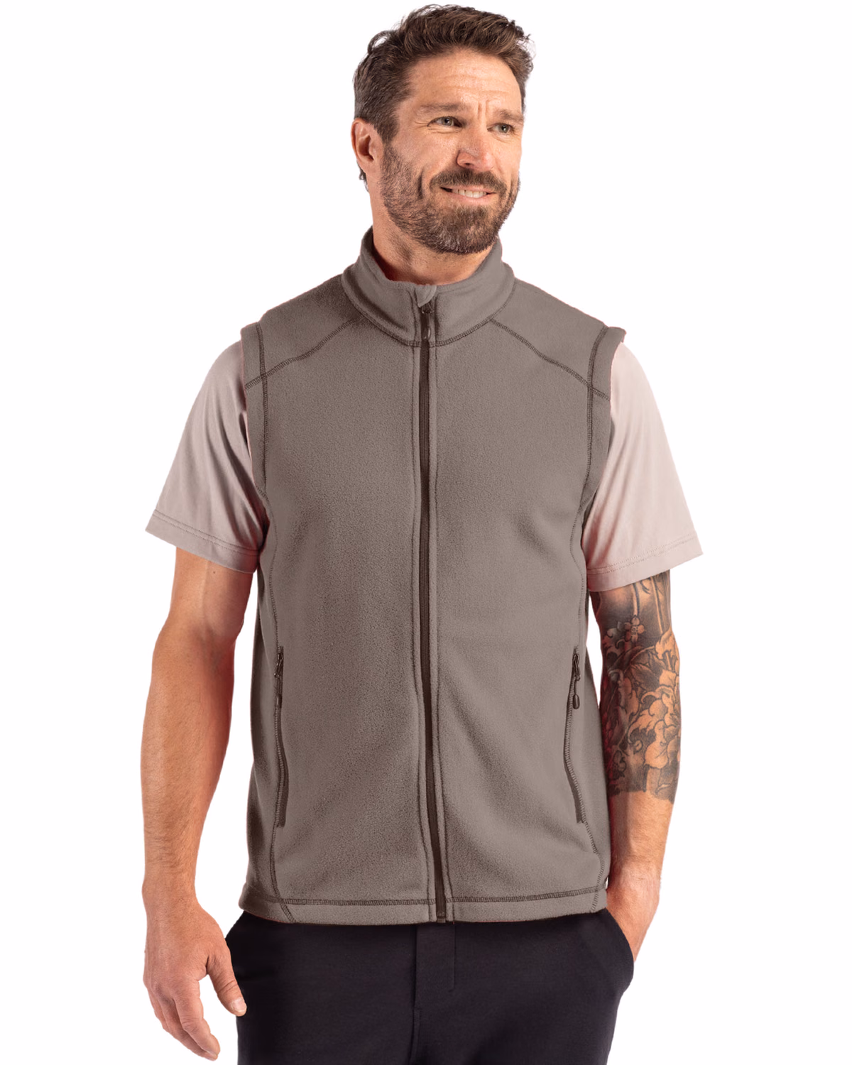 Custom Clique Powder Recycled Fleece Mens Full Zip Vest — Pure Slate front