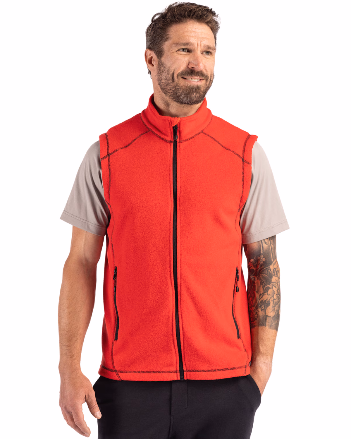 Custom Clique Powder Recycled Fleece Mens Full Zip Vest — Red front