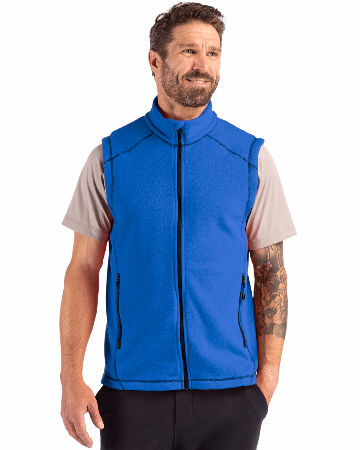 Custom Clique Powder Recycled Fleece Mens Full Zip Vest — Royal Blue front