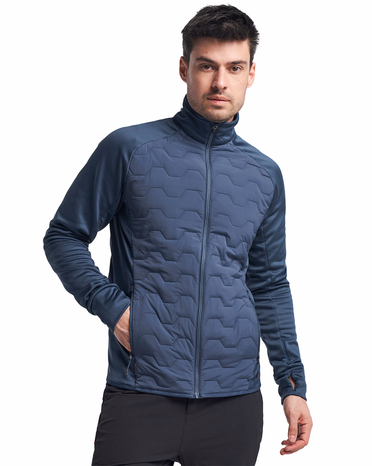 Custom Tenson Txlite Solvik Recycled Hybrid Midlayer Mens Full Zip — Tenson Dusty Blue front