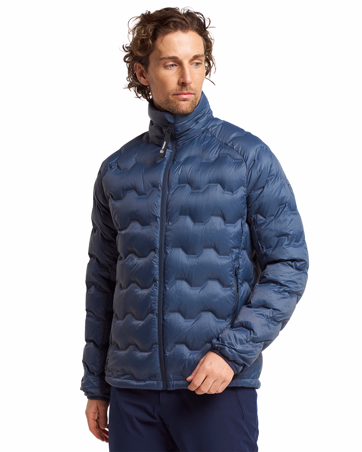 Custom Tenson Txlite Shibui Recycled Down Collar Mens Jacket — Tenson Dusty Blue front