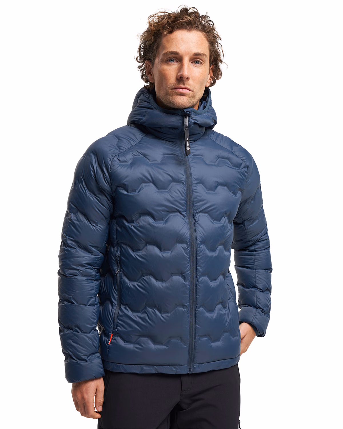 Custom Tenson Txlite Shibui Recycled Down Mens Hooded Jacket — Tenson Dusty Blue front