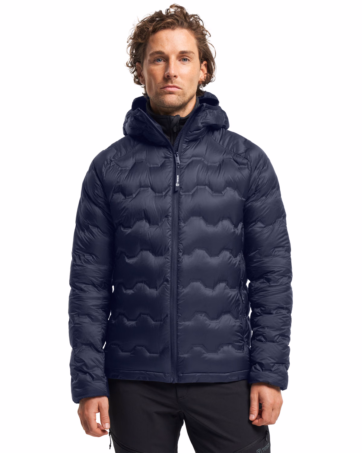 Custom Tenson Txlite Shibui Recycled Down Mens Hooded Jacket — Tenson Dark Navy front