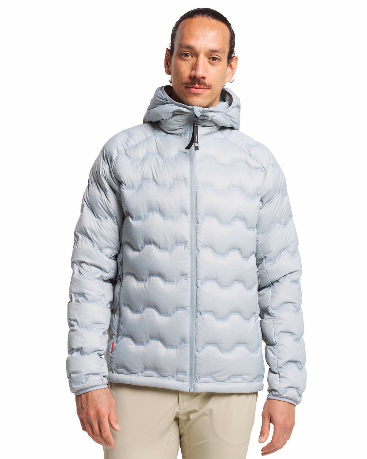 Custom Tenson Txlite Shibui Recycled Down Mens Hooded Jacket — Tenson Light Grey front