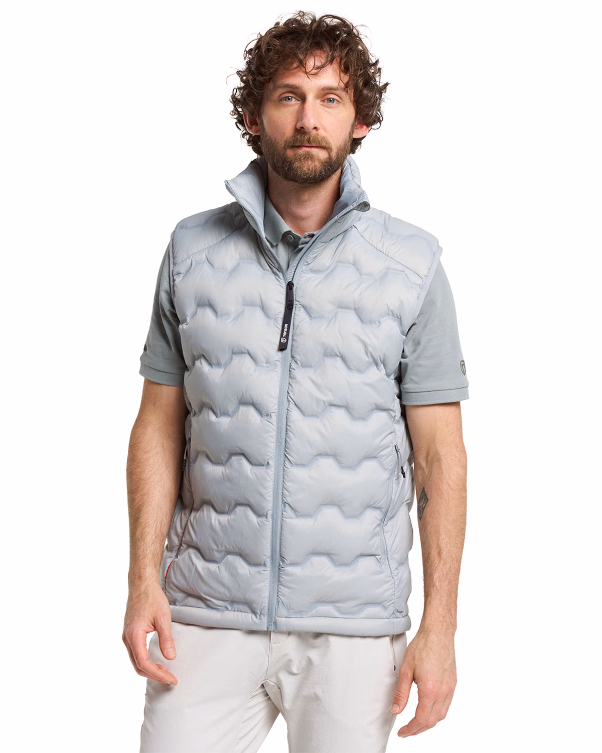 Custom Tenson Txlite Shibui Recycled Down Mens Vest — Tenson Light Grey front