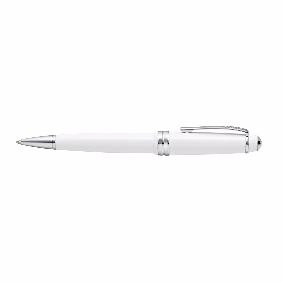 Custom Cross Bailey Light Ballpoint Pens With Chrome Trim in White Resin - side profile