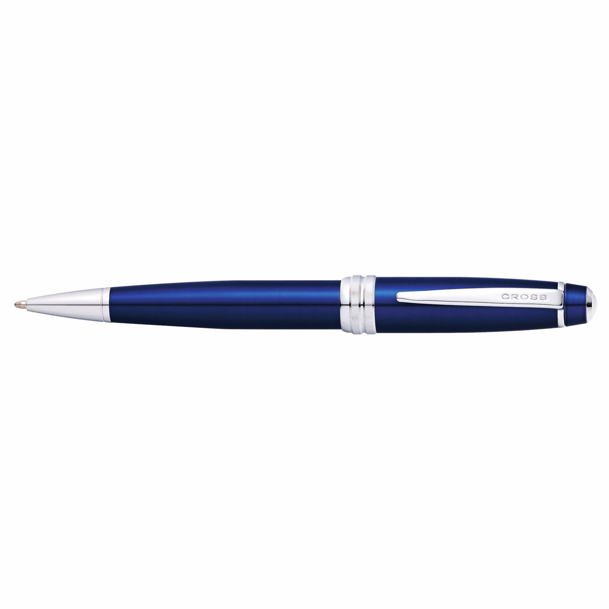 Custom Cross Bailey Ballpoint Pen - Blue/Chrome Trim in Blue - side profile