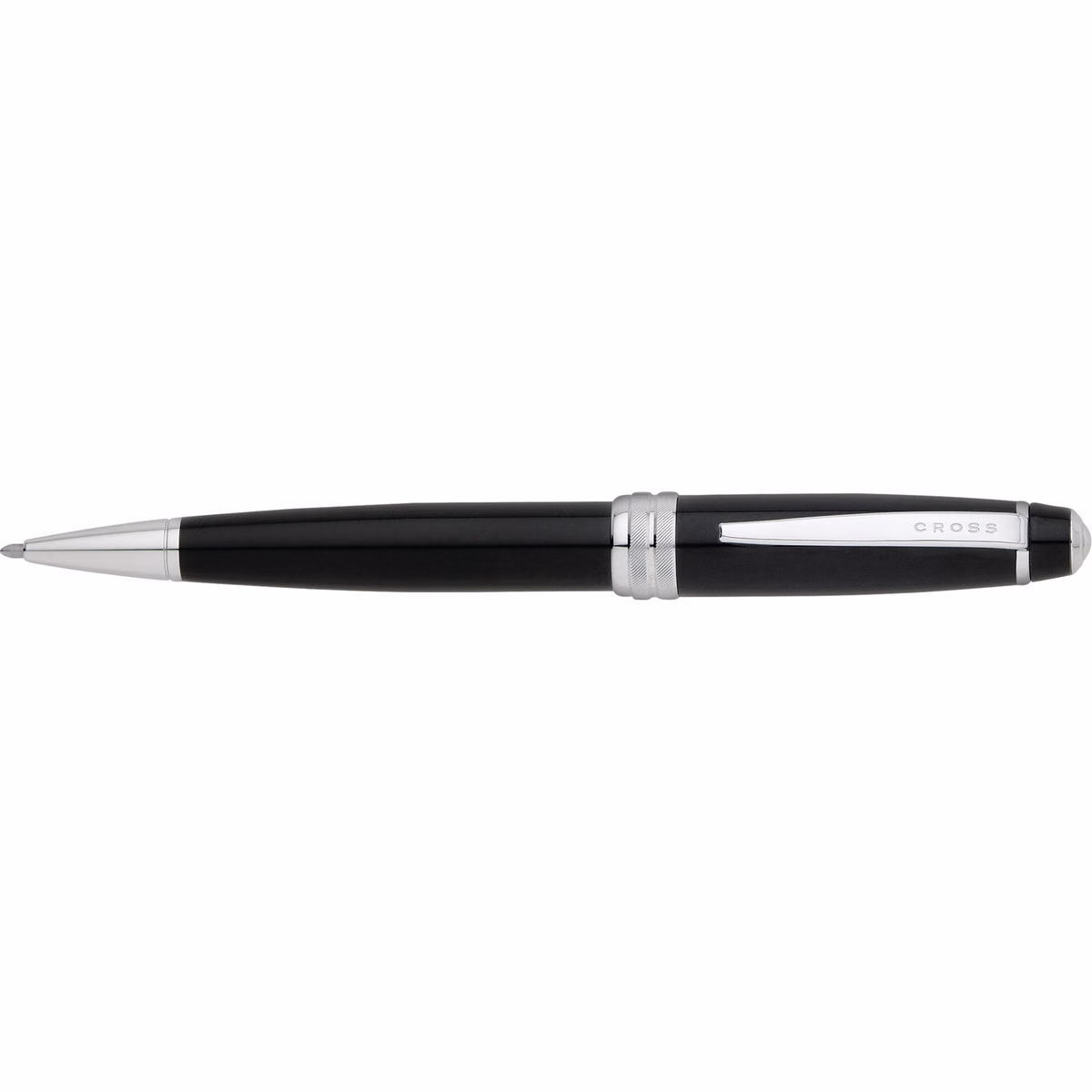 Custom Cross Bailey Ballpoint Pen - Black/Chrome Trim in Black - side profile