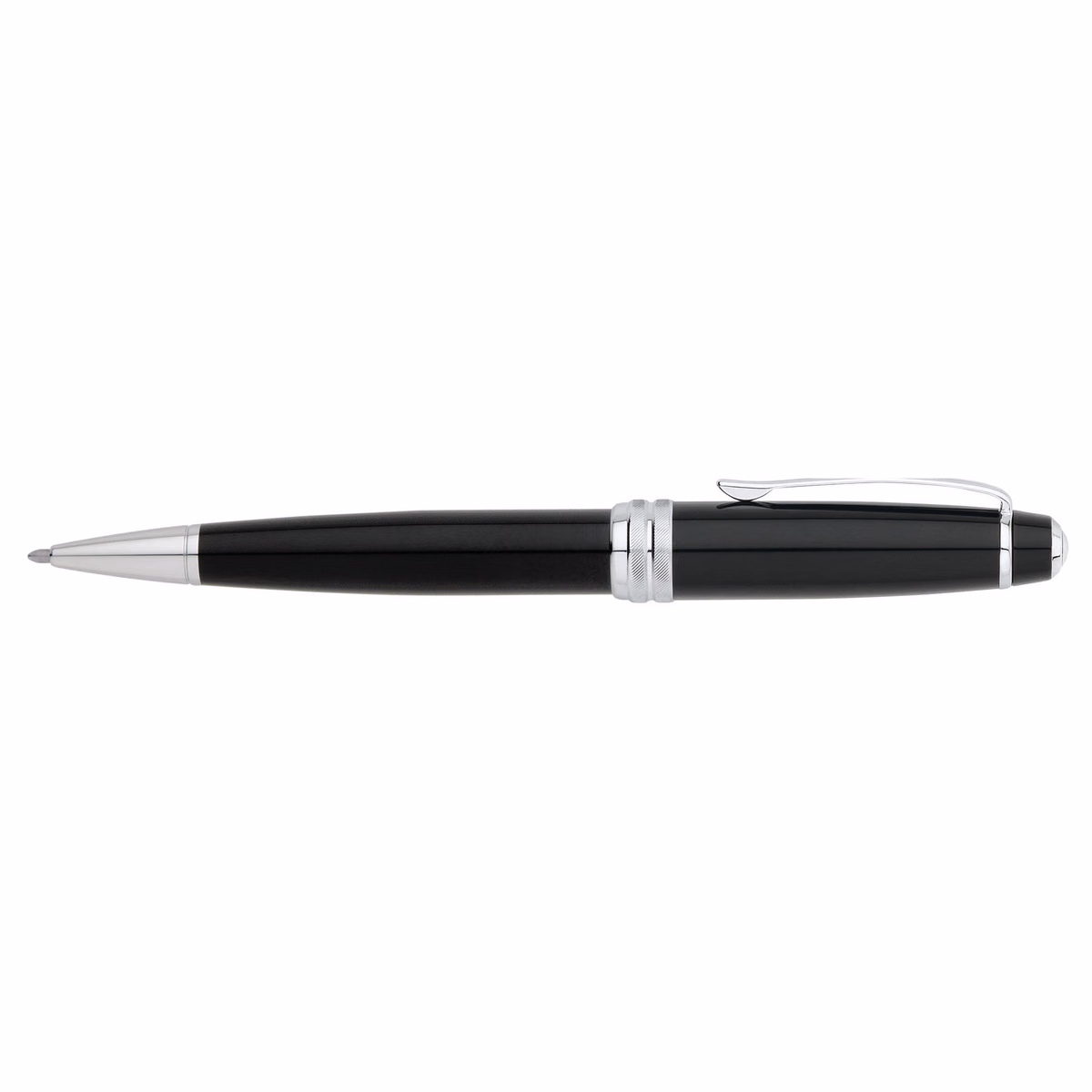 Custom Cross Bailey Ballpoint Pen - Black/Chrome Trim in Black - side profile
