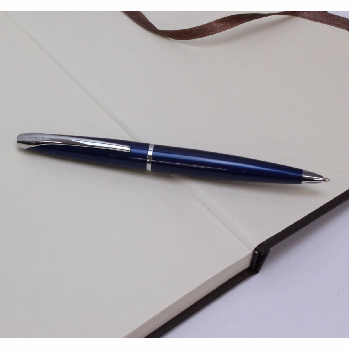 Custom Cross ATX Translucent Blue Lacquer Ballpoint Pen in Riviera Blue - product view