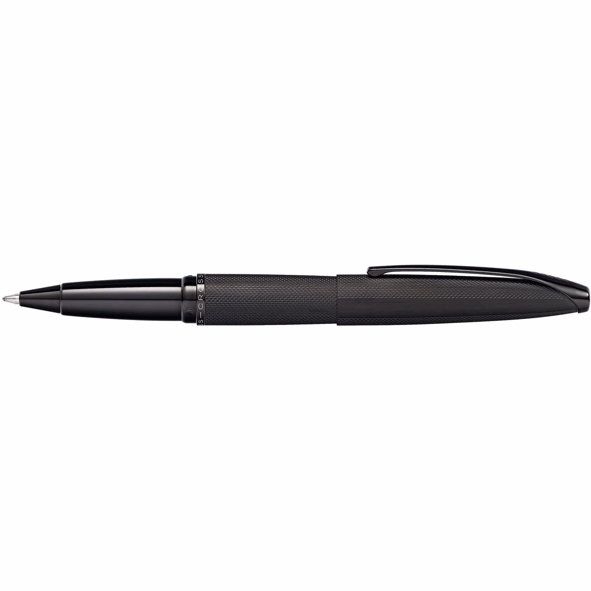 Custom Cross ATX Brushed Black Rollerball Pen in Black - side profile