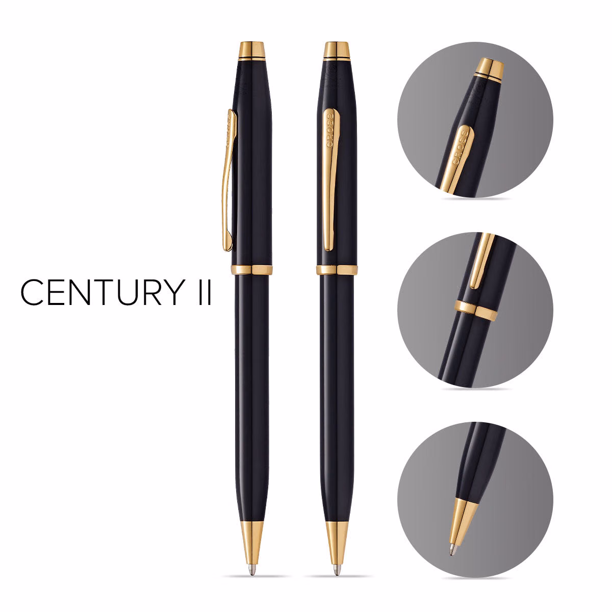 Custom Cross Century II Classic Black Ballpoint Pen in Black - product view