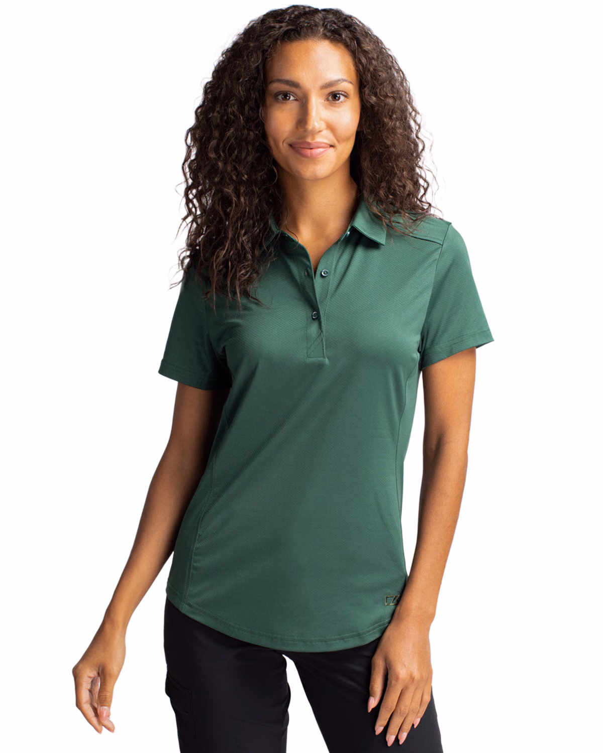Custom Cutter & Buck Prospect Textured Stretch Women's Polo — Hunter