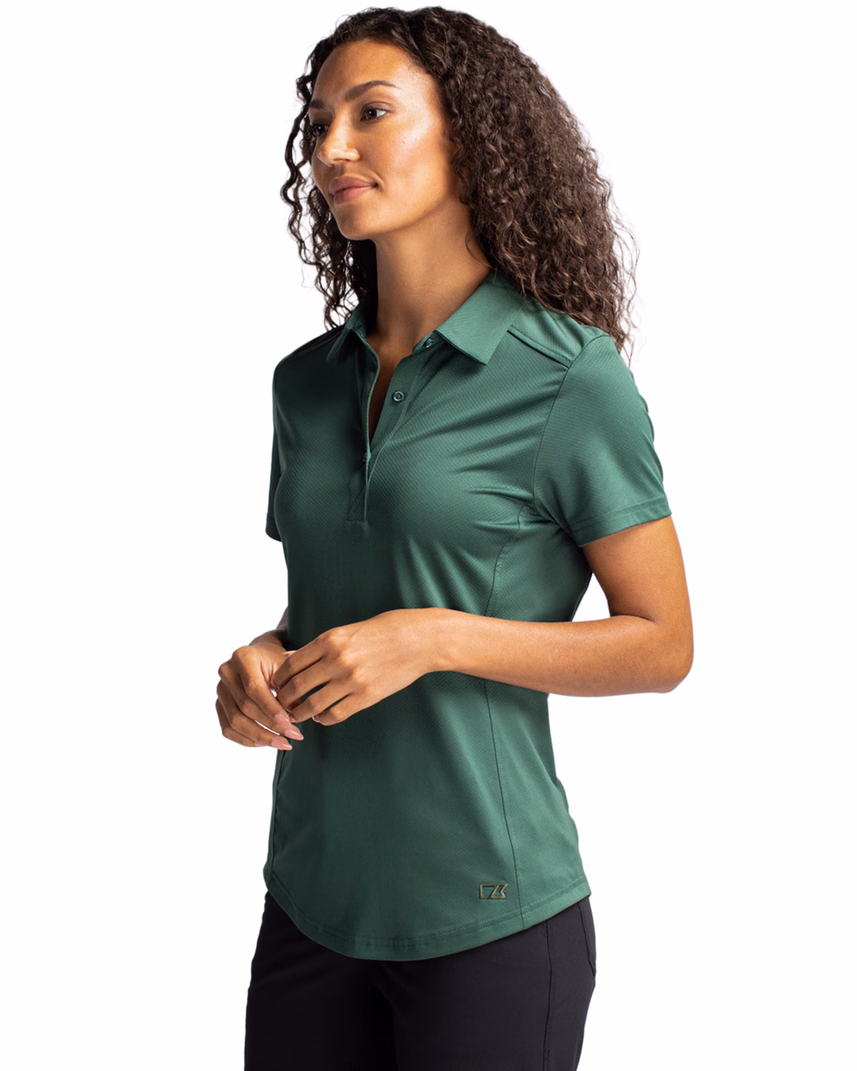 Custom Cutter & Buck Prospect Textured Stretch Women's Polo — Hunter