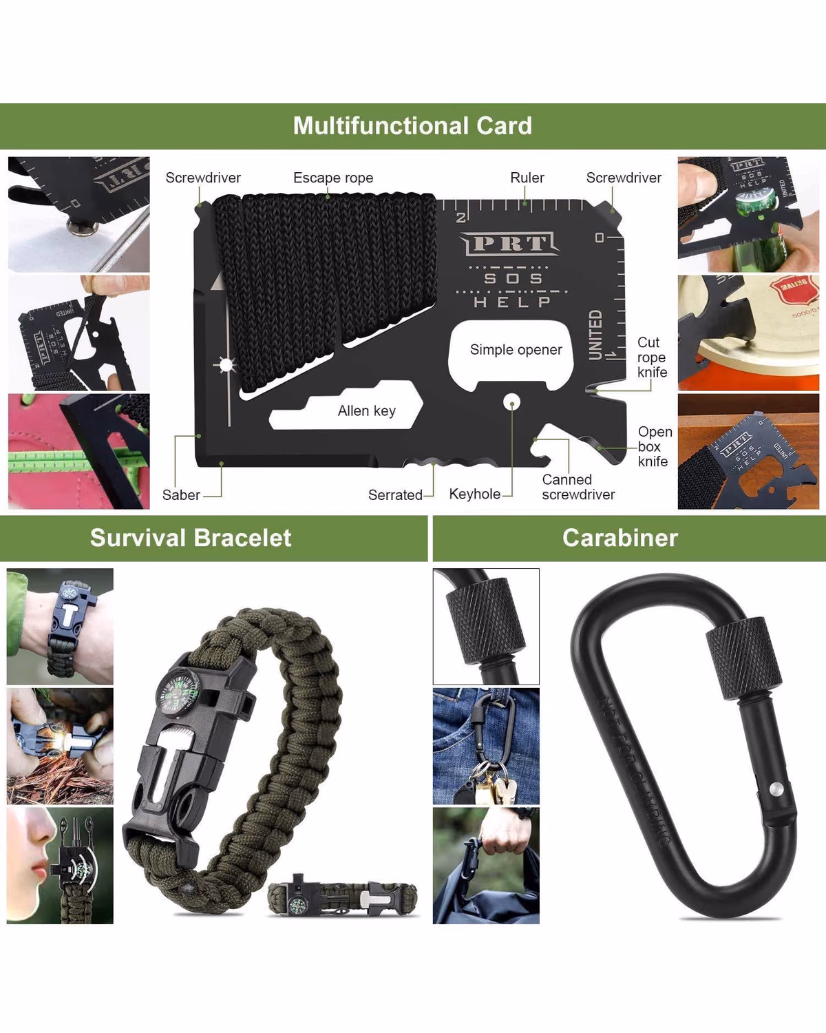 Custom Emergency Survival Kit, 22-in-1, Black