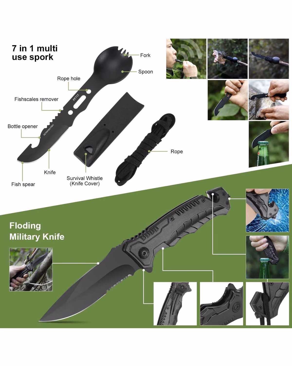 Custom Emergency Survival Kit, 22-in-1, Black