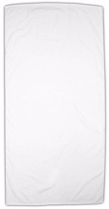 Custom Turkish Signature Midweight White Beach Towel in White