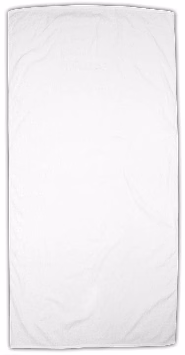 Custom Turkish Signature Midweight White Beach Towel in White