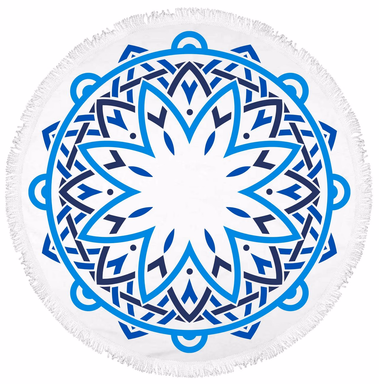 Custom Mandala Fringe 360 Round Beach Towel™ in Blue