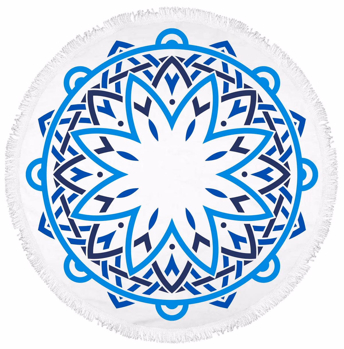 Custom Mandala Fringe 360 Round Beach Towel™ in Blue