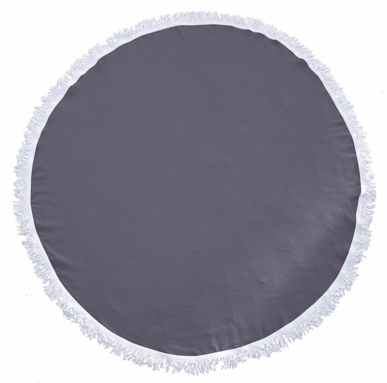 Custom Sunnyside Fringed Round Beach Towel in Grey