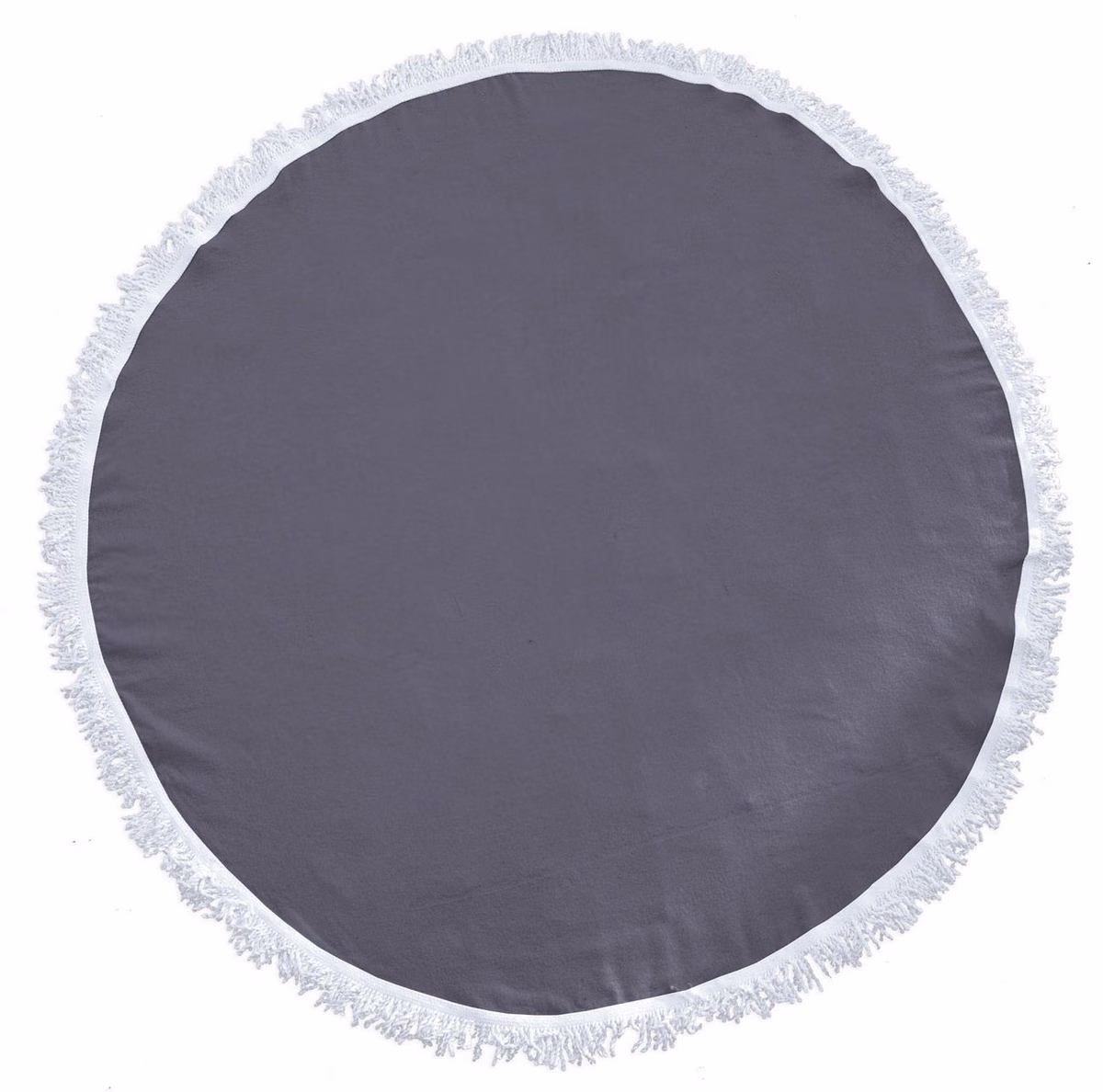 Custom Sunnyside Fringed Round Beach Towel in Grey