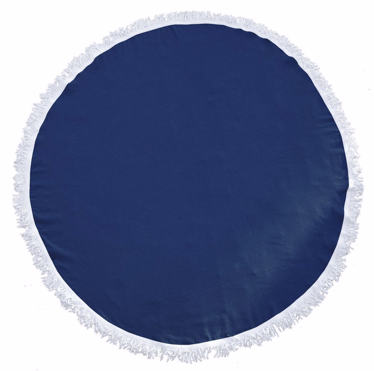 Custom Sunnyside Fringed Round Beach Towel in Royal Blue
